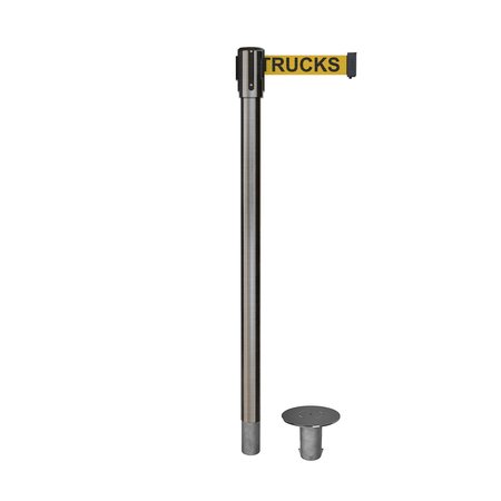 MONTOUR LINE Retractable Belt Removable Stanchion, 2ft Sat.Steel Post  7.5ft Forkl MX530R-SS-DANFOYB-75